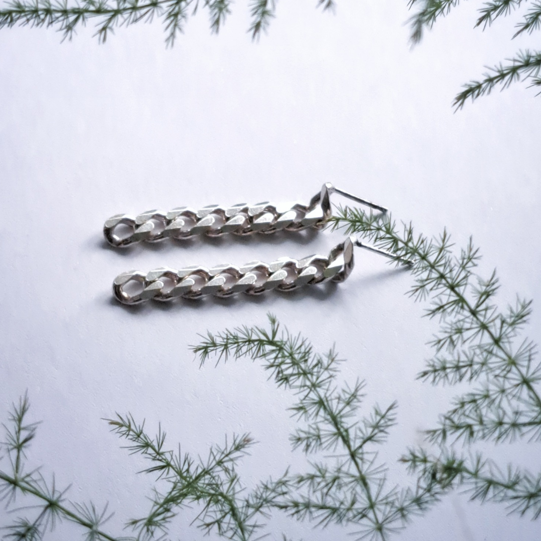Silver chain earrings