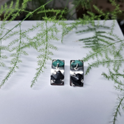 Silver Earrings with Malachite and Obsidian