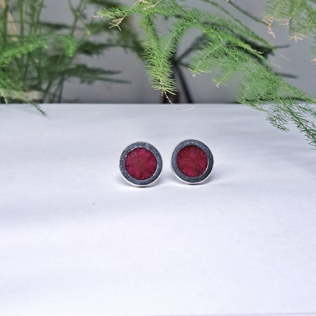 Silver Studs with Resin