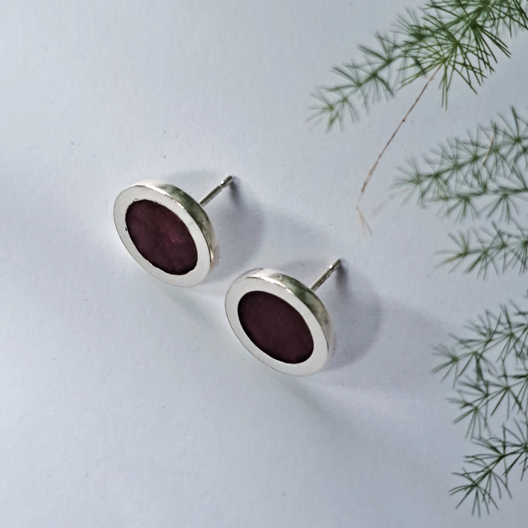 Silver Studs with Resin