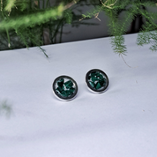 Silver Earrings with Malachite
