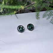 Silver Earrings with Malachite