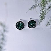 Silver Earrings with Malachite