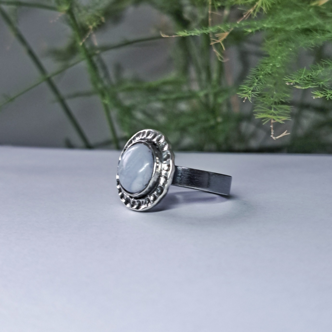 Silver Ring with Blue Lace Agate