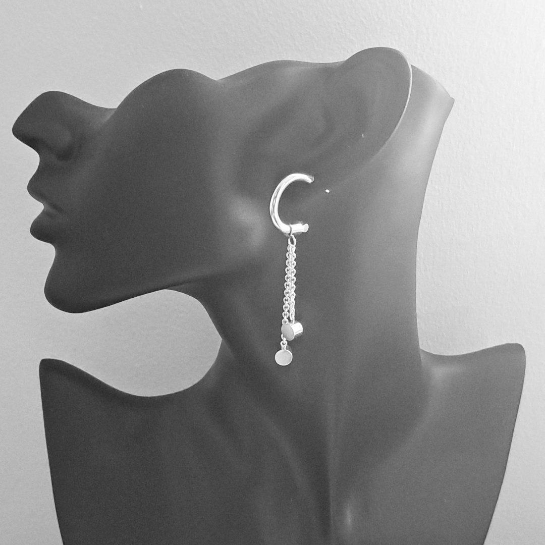 Silver Hoop Earrings With Pendant