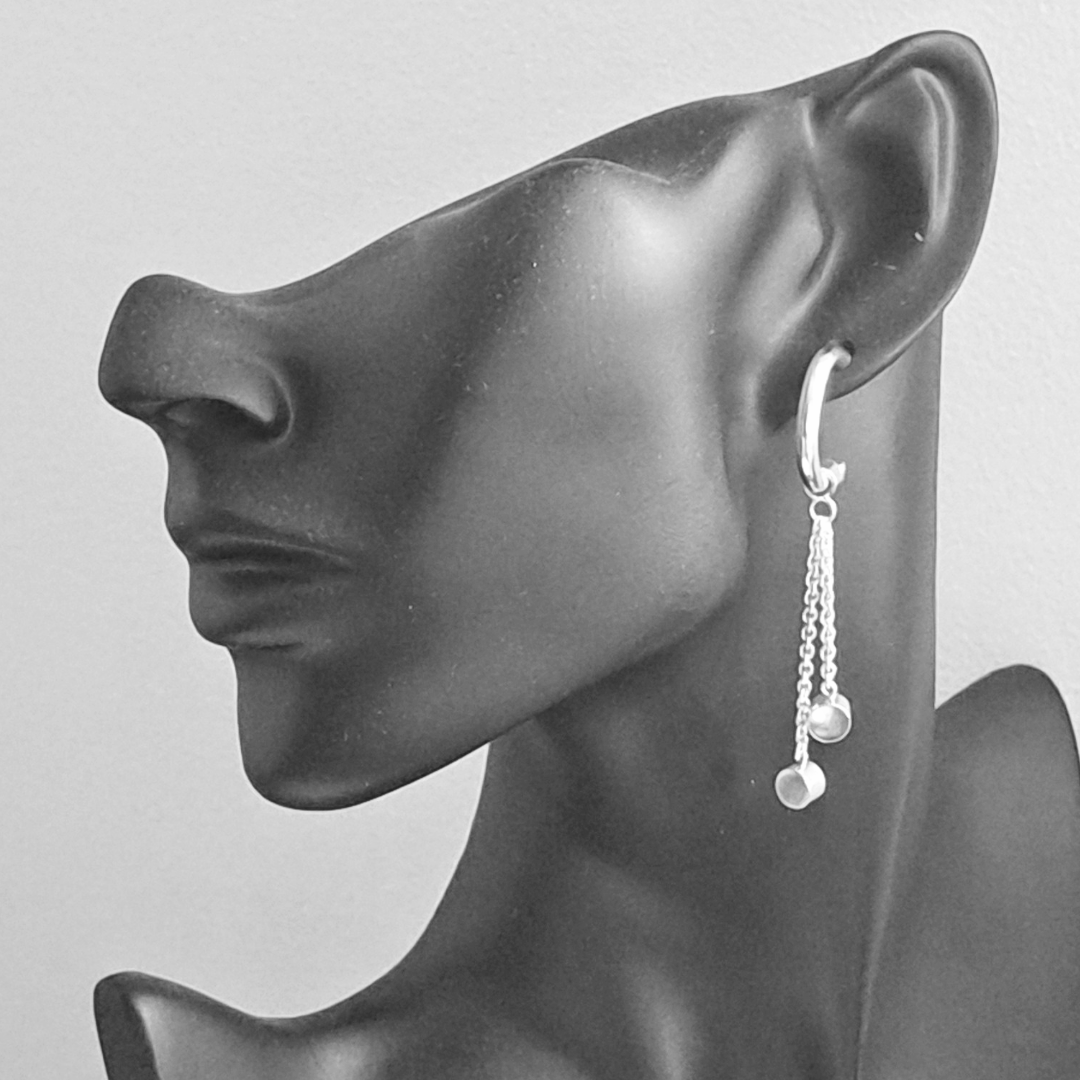 Silver Hoop Earrings With Pendant