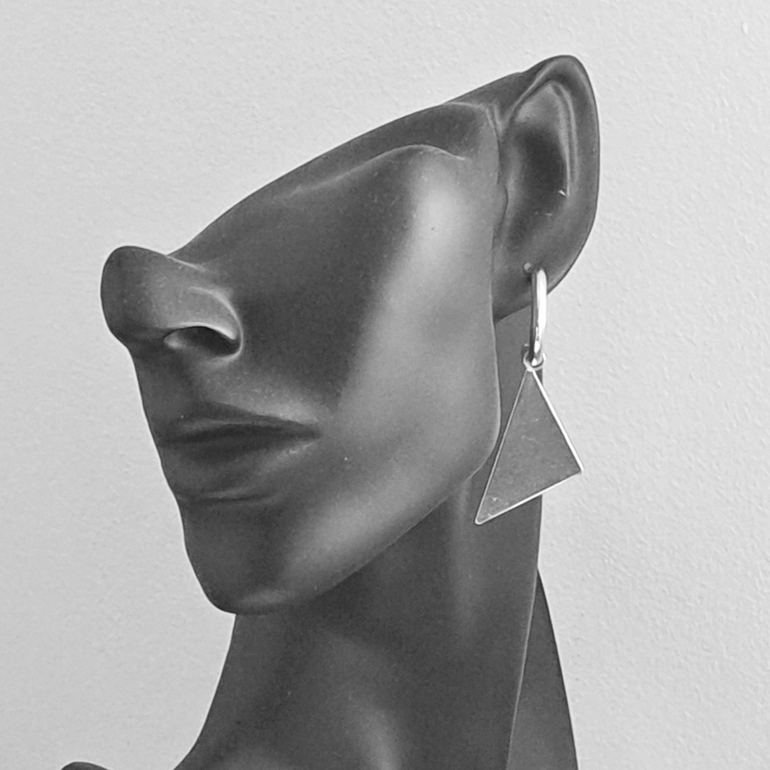 Silver Hoop Earrings With Pendant