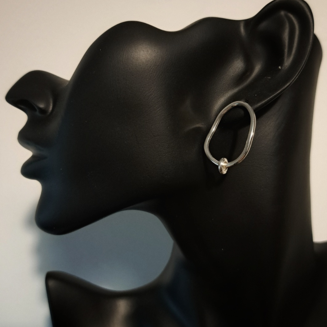 Organic shape Silver Earrings