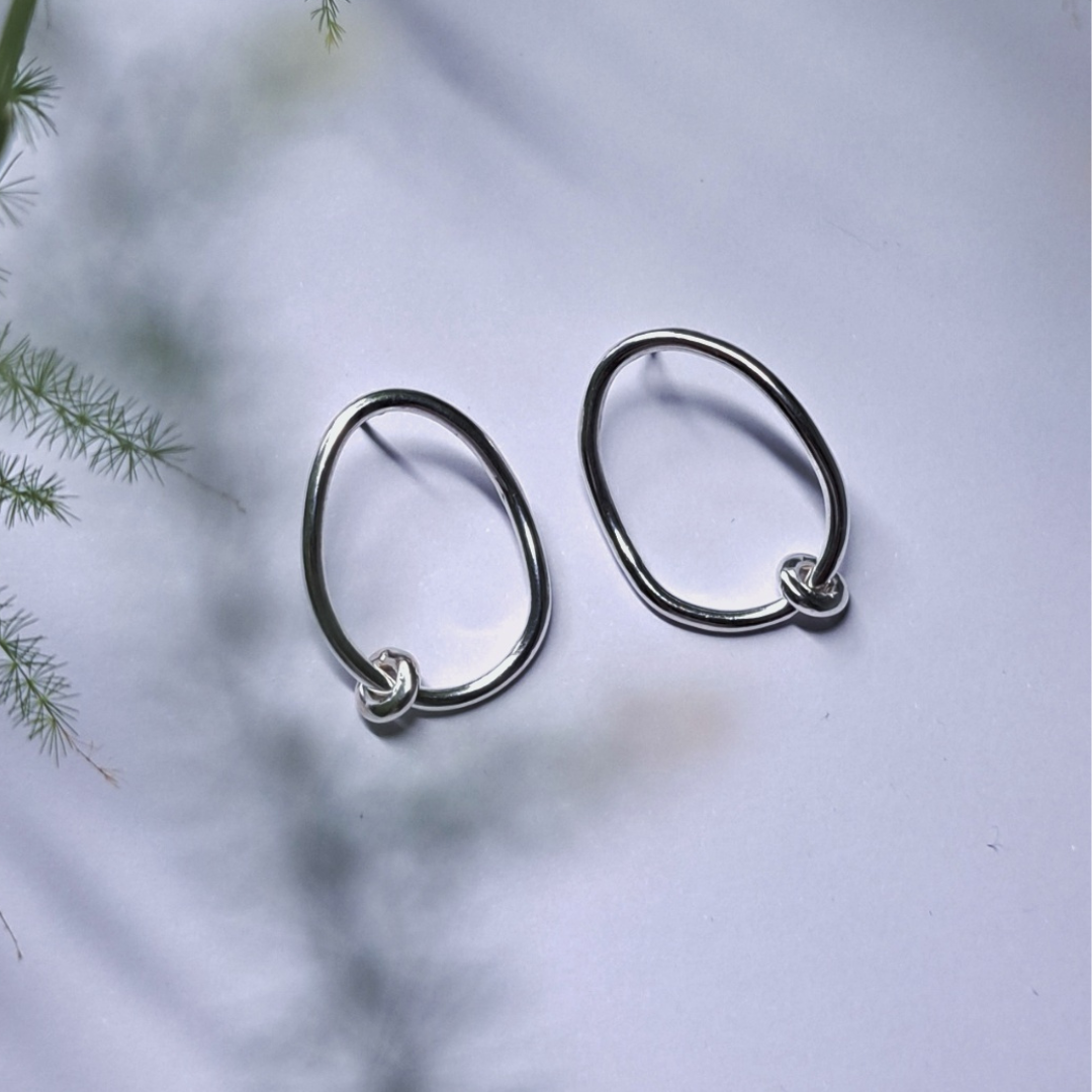 Organic shape Silver Earrings