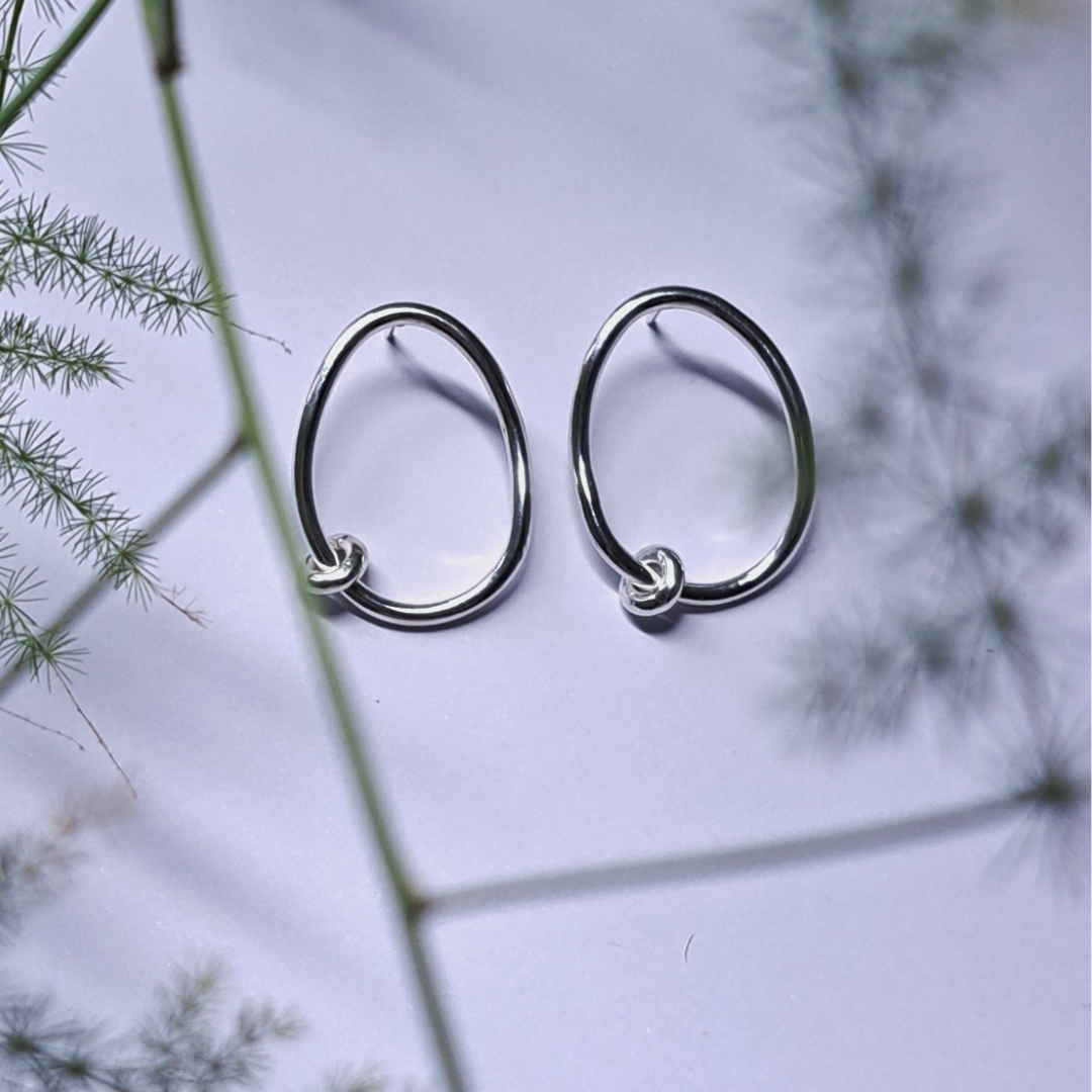Organic shape Silver Earrings