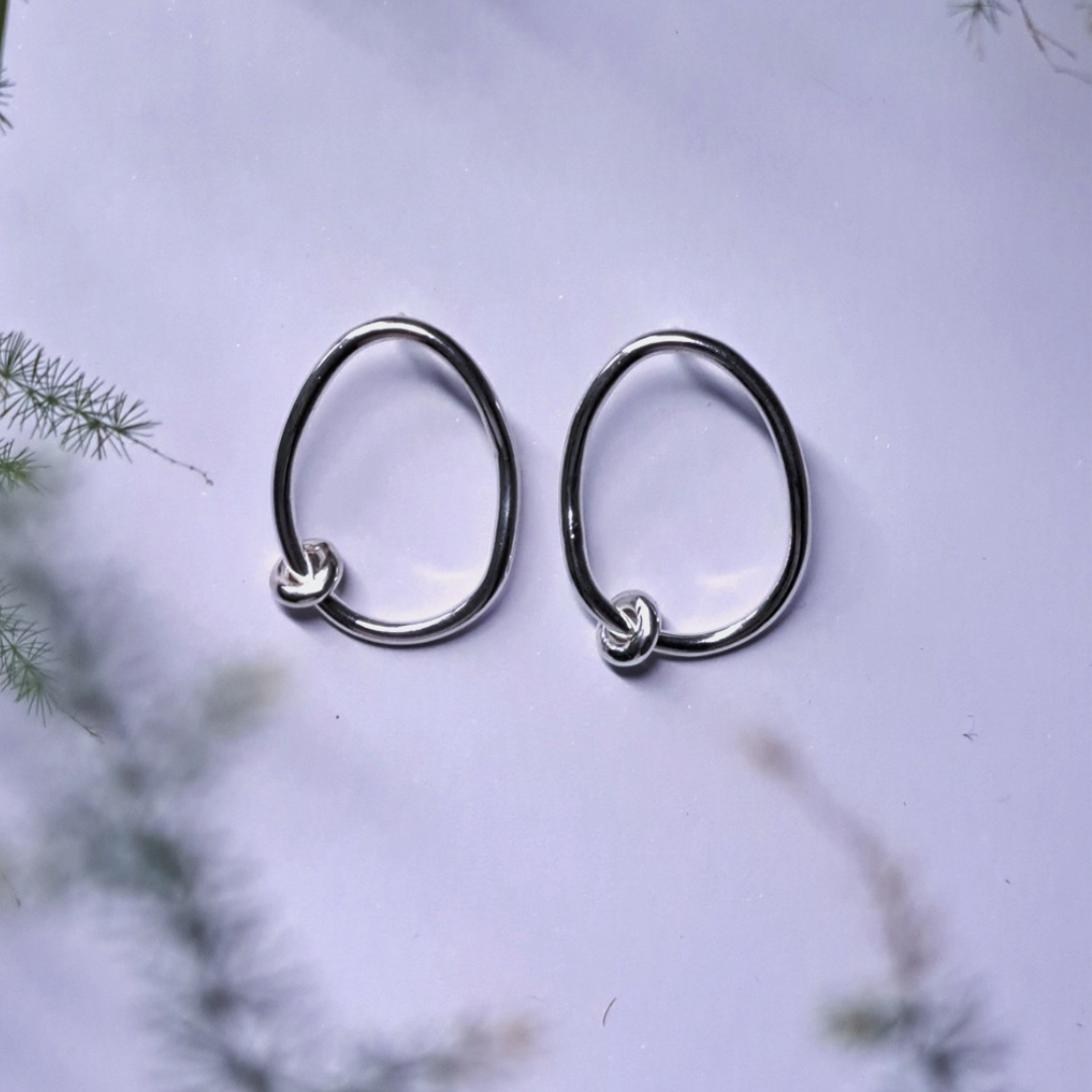 Organic shape Silver Earrings