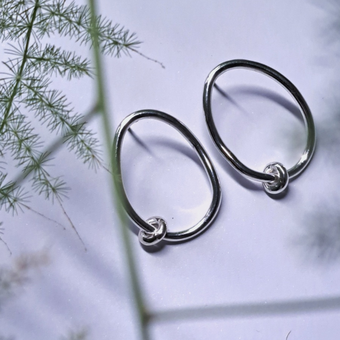 Organic shape Silver Earrings