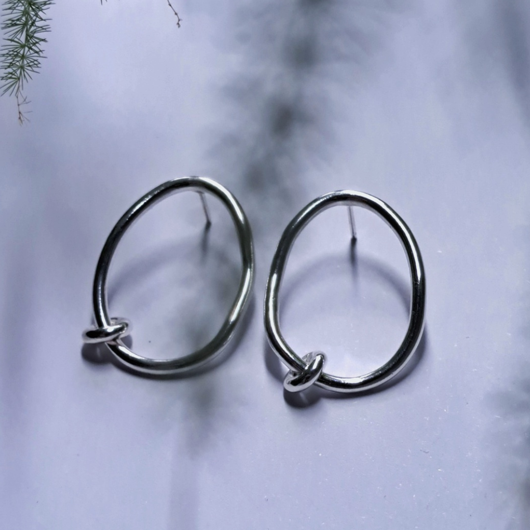 Organic shape Silver Earrings