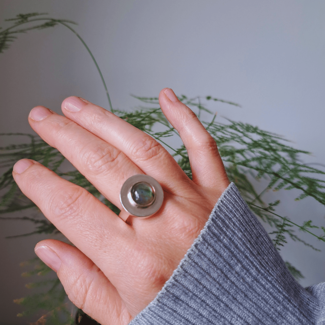 Silver Ring with Labradorite