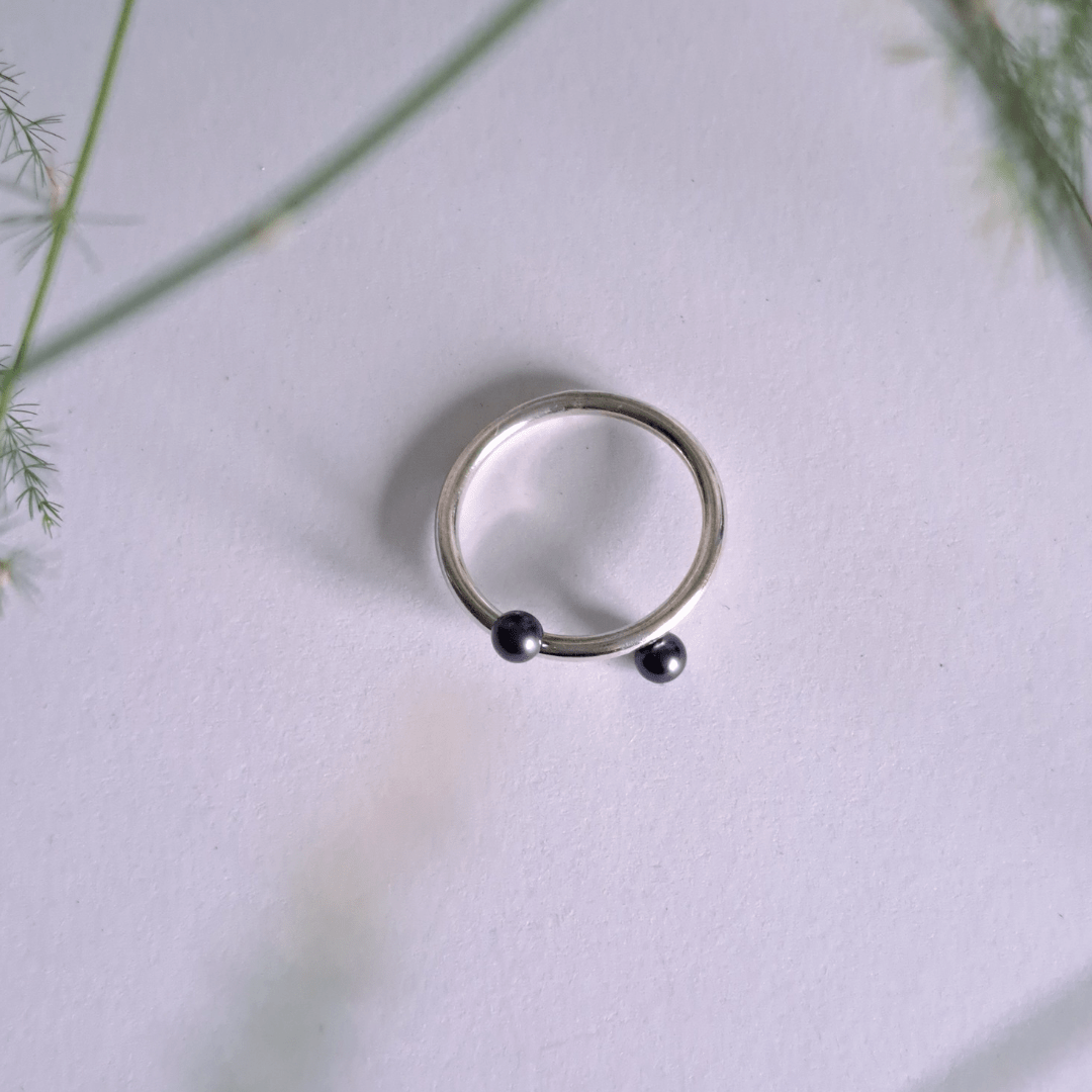 Silver Ring With Pearls