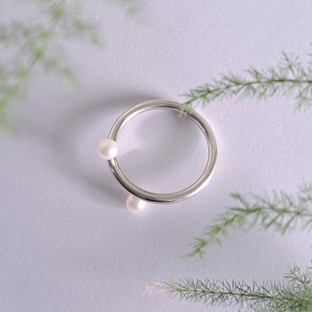 Silver Ring With Pearls