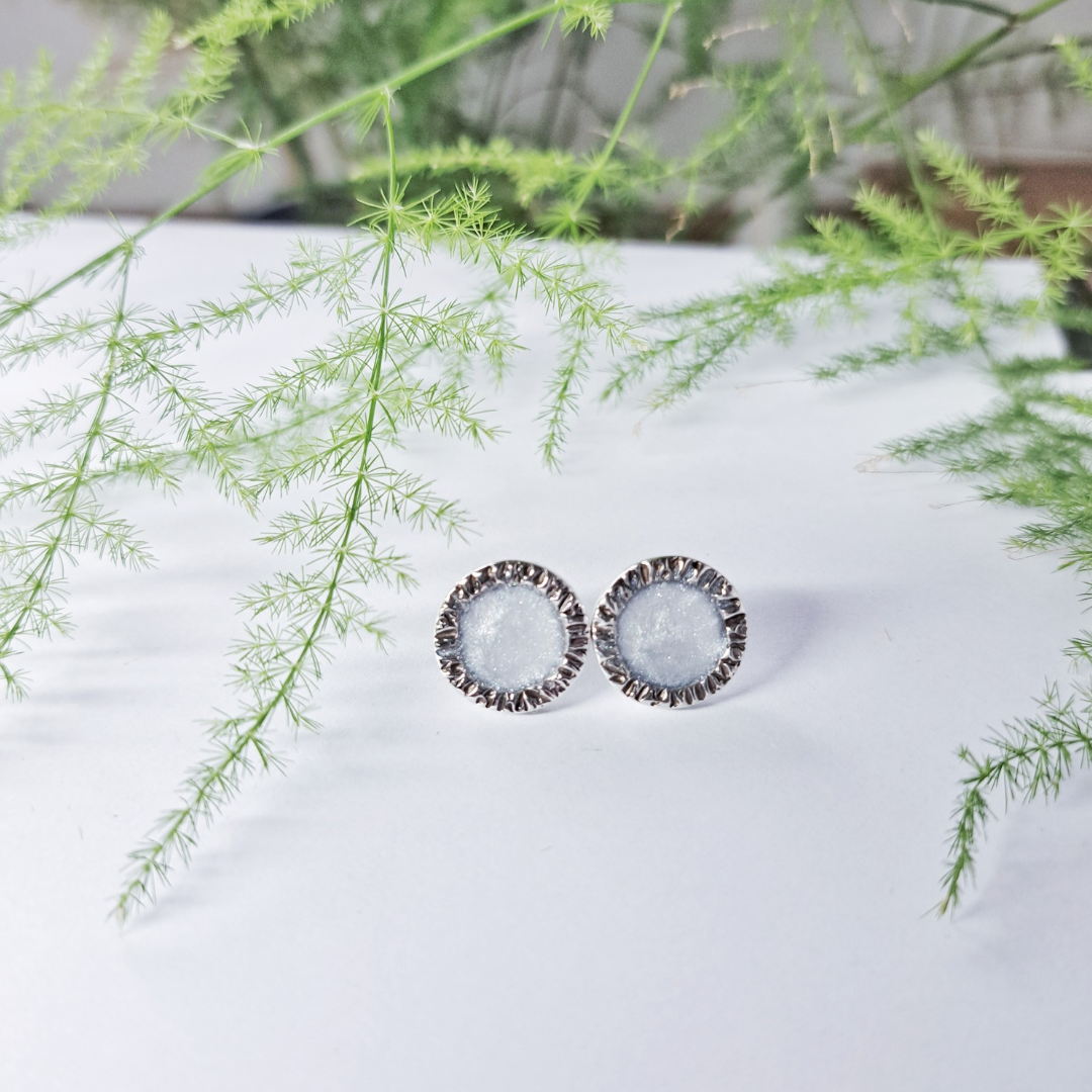 Silver Earrings With Resin