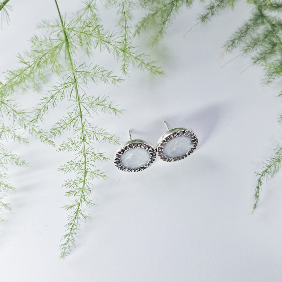 Silver Earrings With Resin