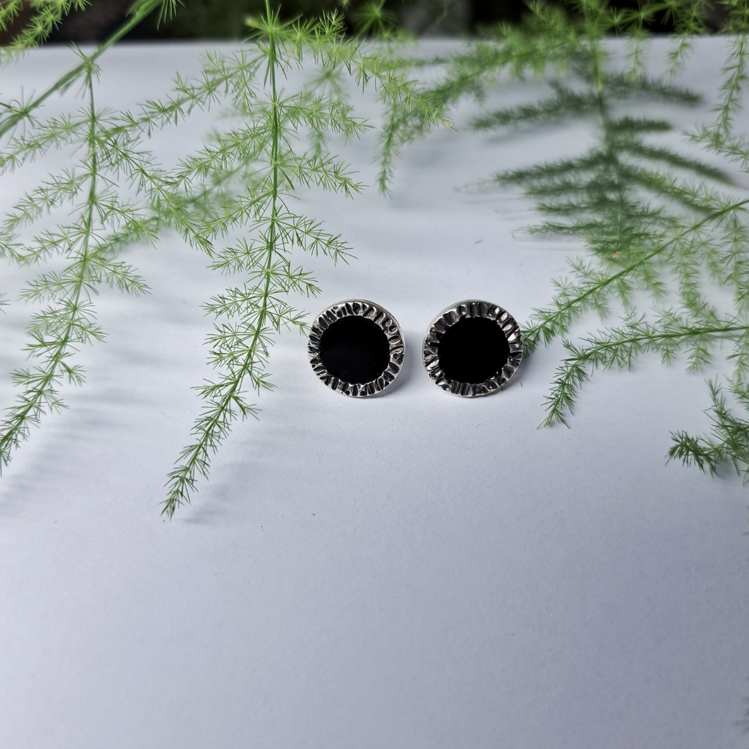 Silver Earrings With Resin