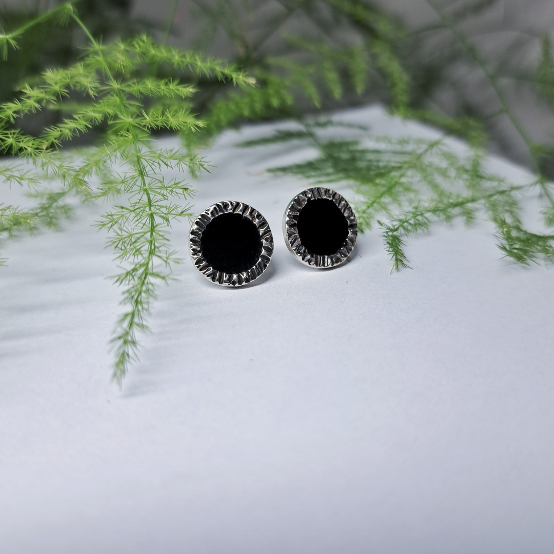 Silver Earrings With Resin