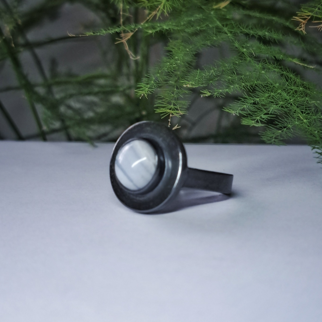 Silver Ring with Blue Lace Agate