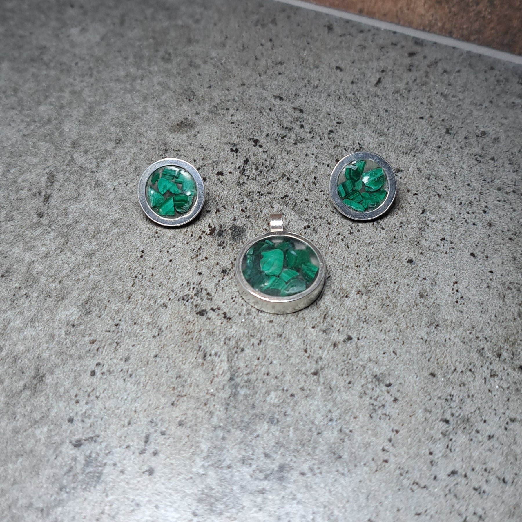 Silver Set with Malachite