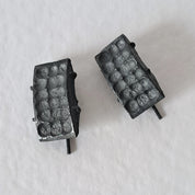 Handcrafted black oxidised sterling silver sculptural stud earrings from the SONYJA MINI Collection inspired by contemporary architecture.