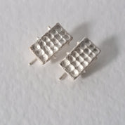 Handcrafted sculptural sterling silver stud earrings from the SONYJA MINI Collection with textured geometric design.
