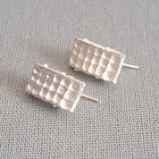 MINI White Sculptural Sterling Silver Earrings