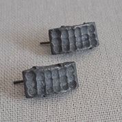 Handcrafted black oxidised sterling silver sculptural stud earrings from the SONYJA MINI Collection inspired by contemporary architecture.