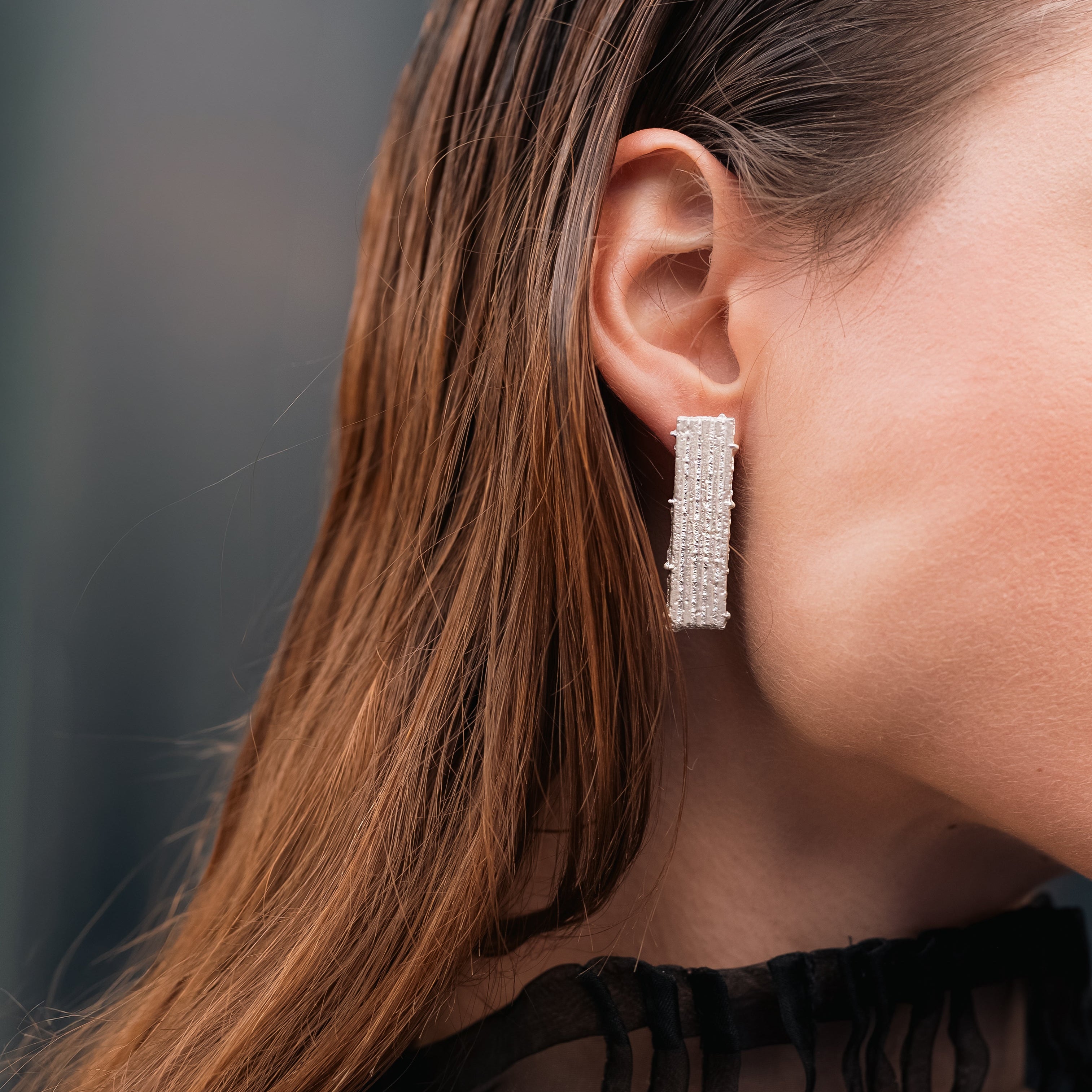 Sculptural silver earrings 