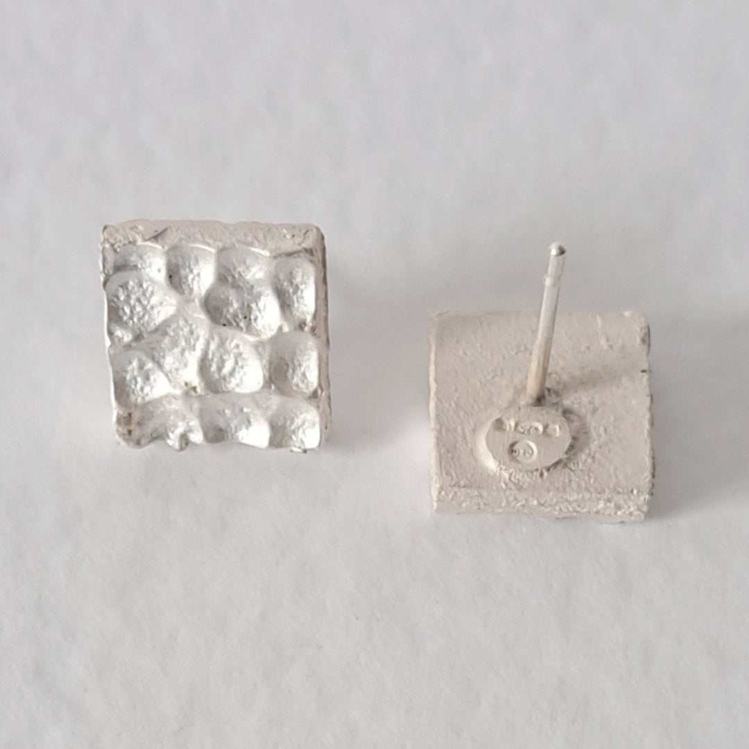 Handmade textured silver earrings 