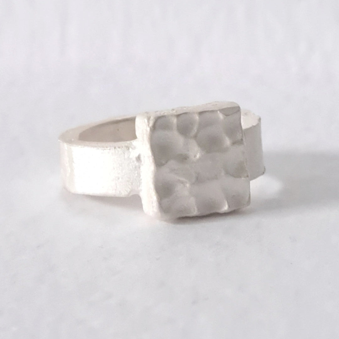 Textured silver ring UK 