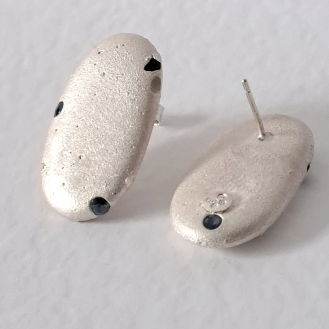 Handmade silver earrings with sapphires 