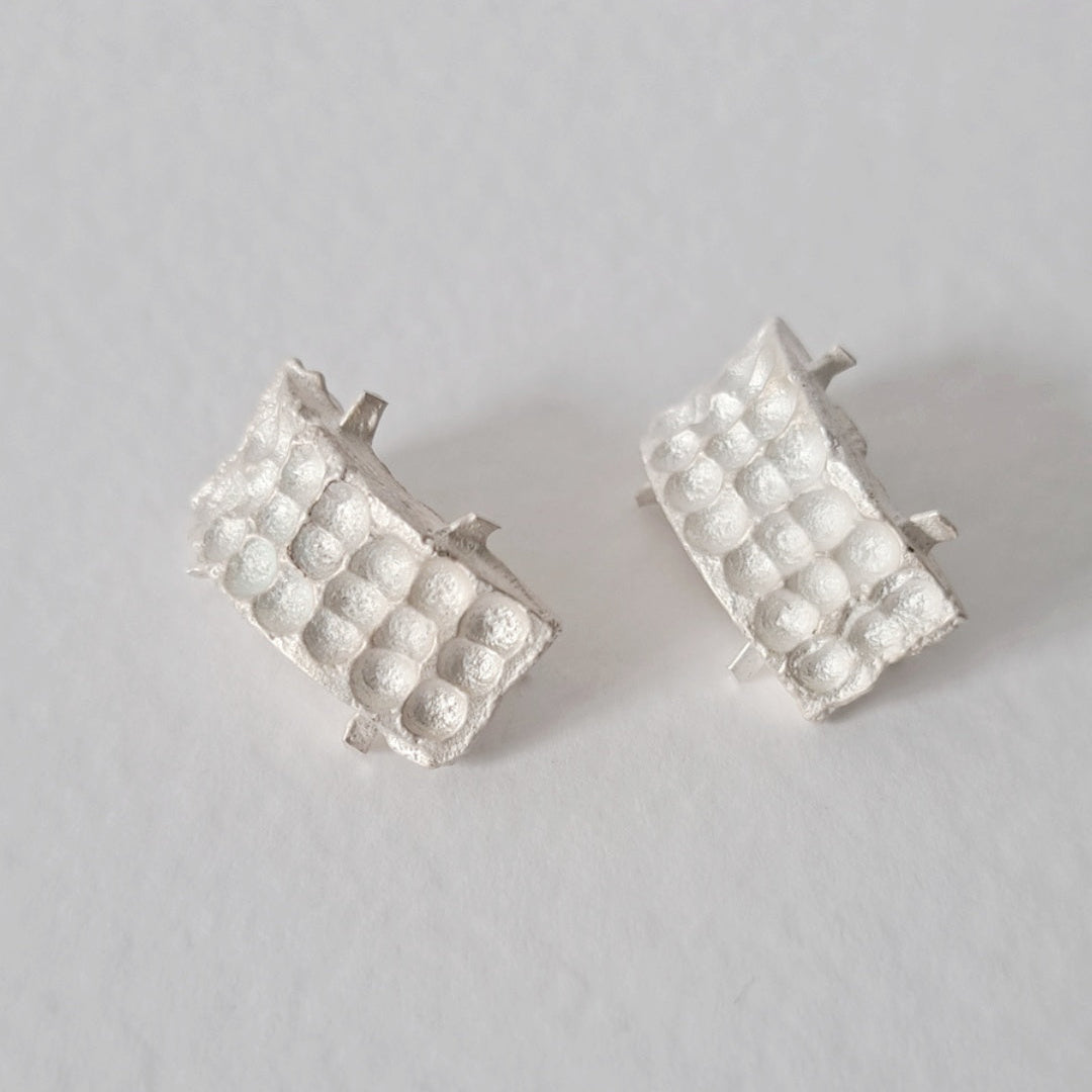 Textured sterling silver earrings 