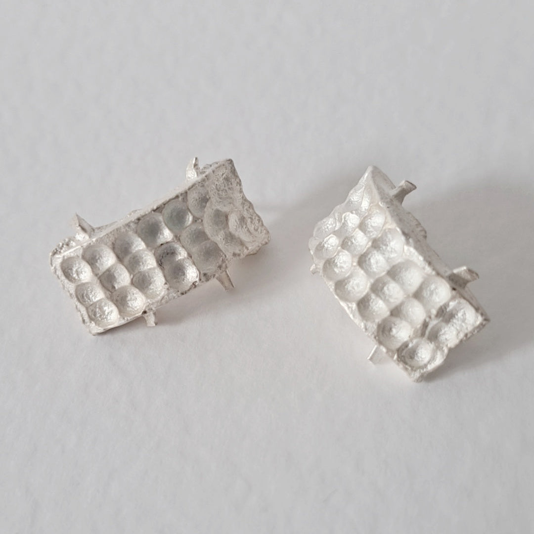 Sculptural silver earrings UK