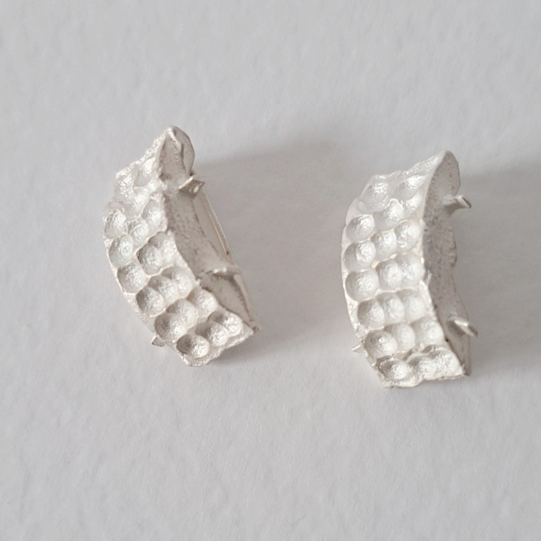 Handmade sculptural sterling silver earrings 