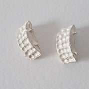 Handmade sculptural sterling silver earrings 
