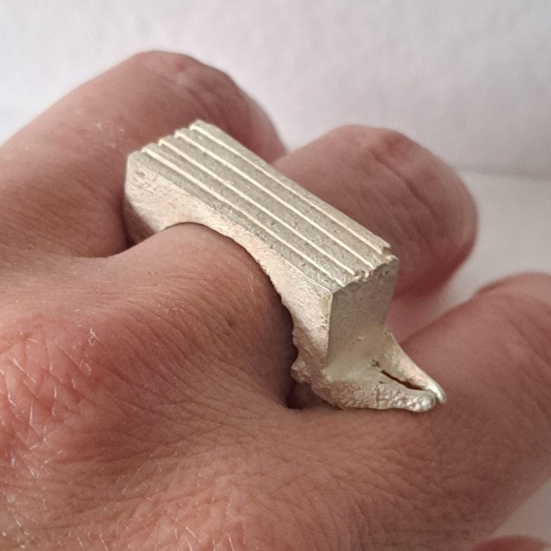 Silver textured ring