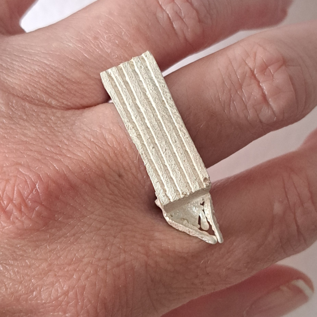Textured silver ring UK