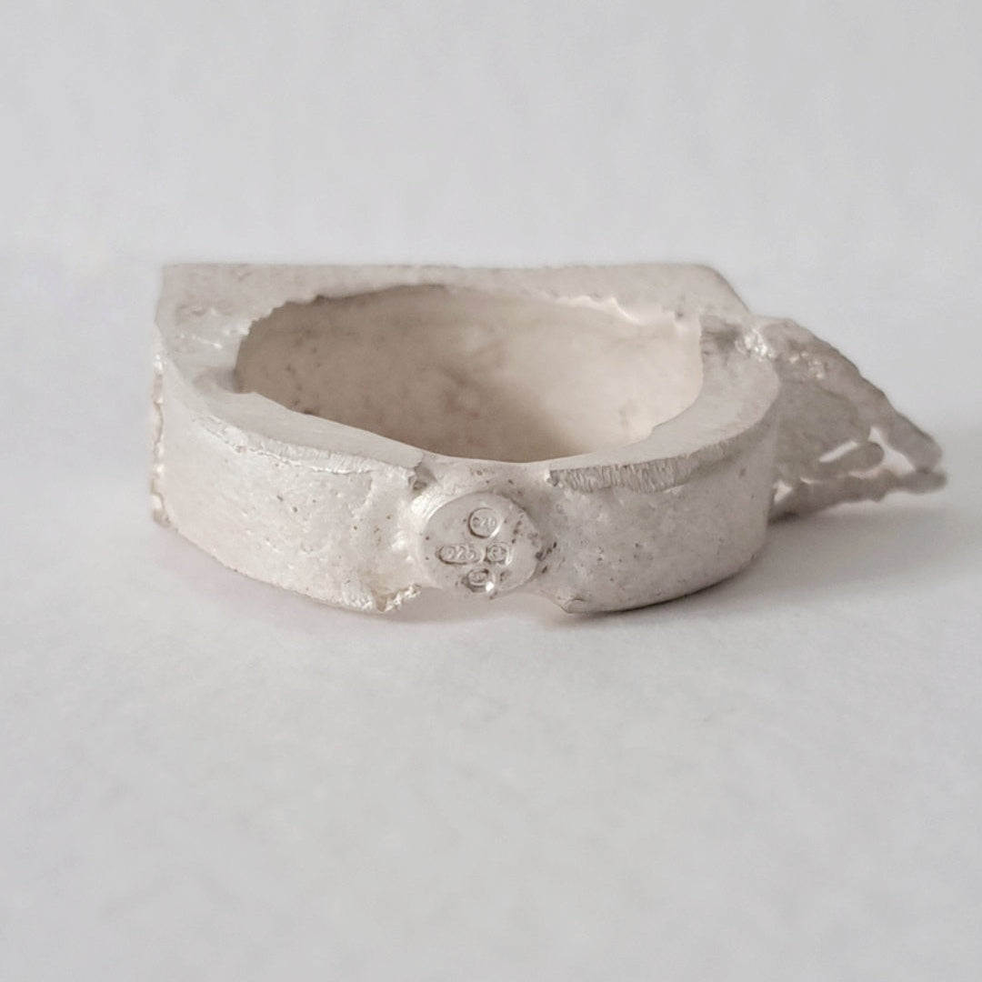 Silver ring with a textured surface 
