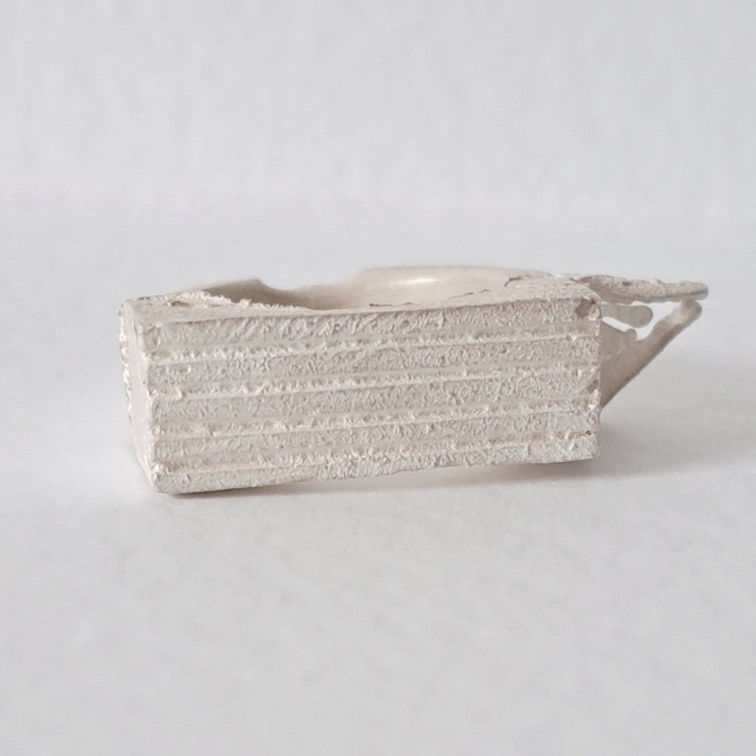 Textured rectangular silver ring