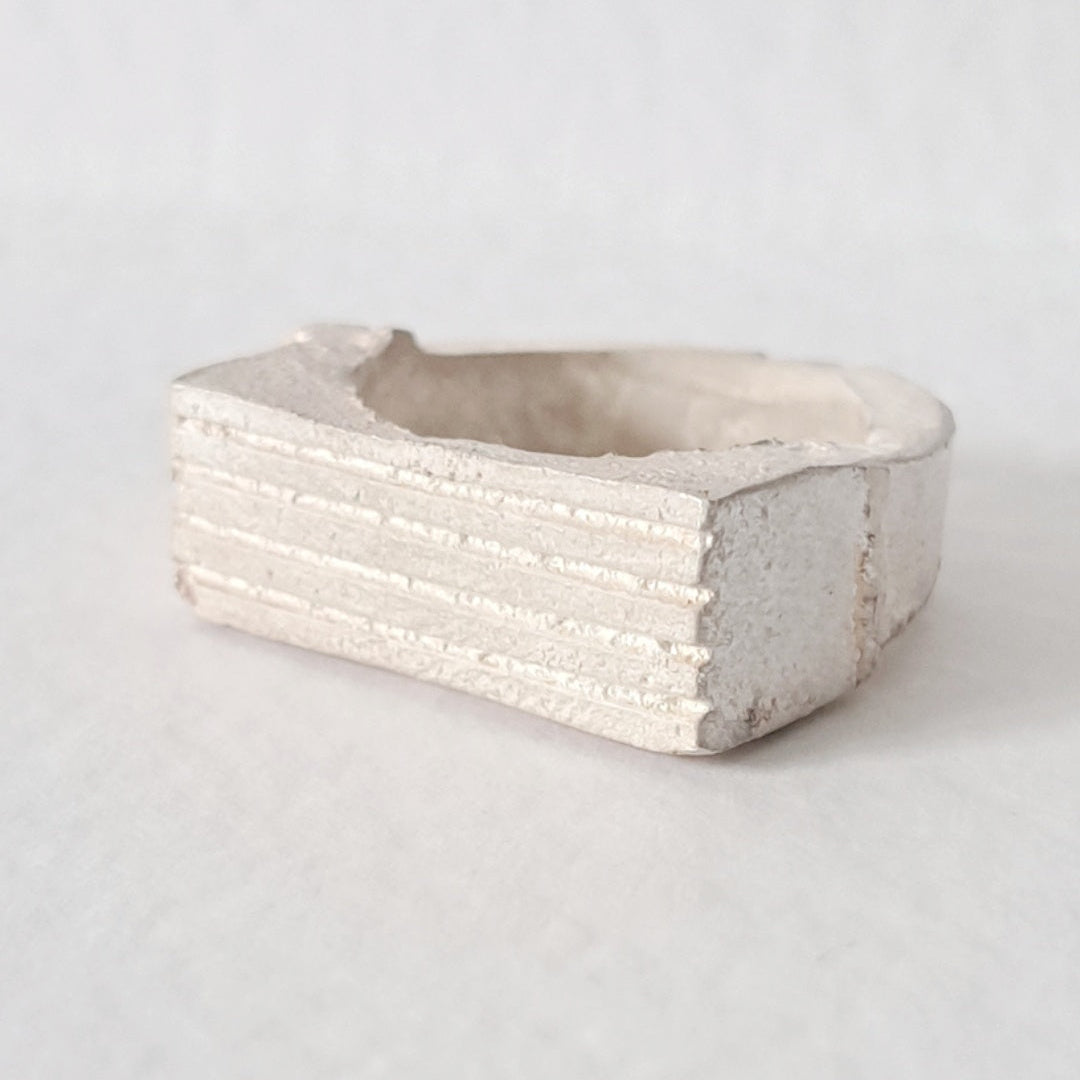 Textured silver ring UK 