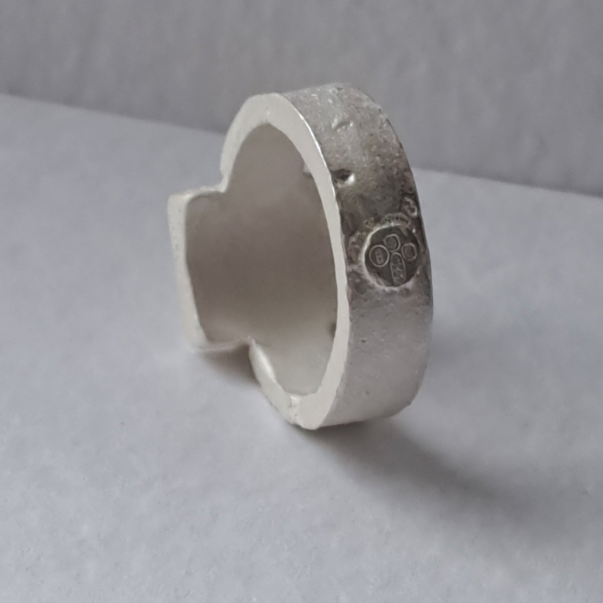 Handmade textured sterling silver ring 