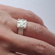 Handmade textured silver ring 