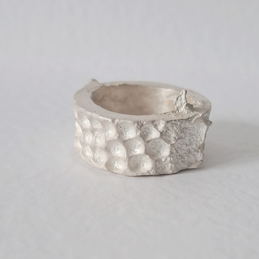 Handmade sculptural silver ring 