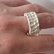 Handmade textured silver ring 