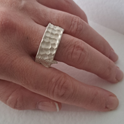 Handmade textured silver ring 