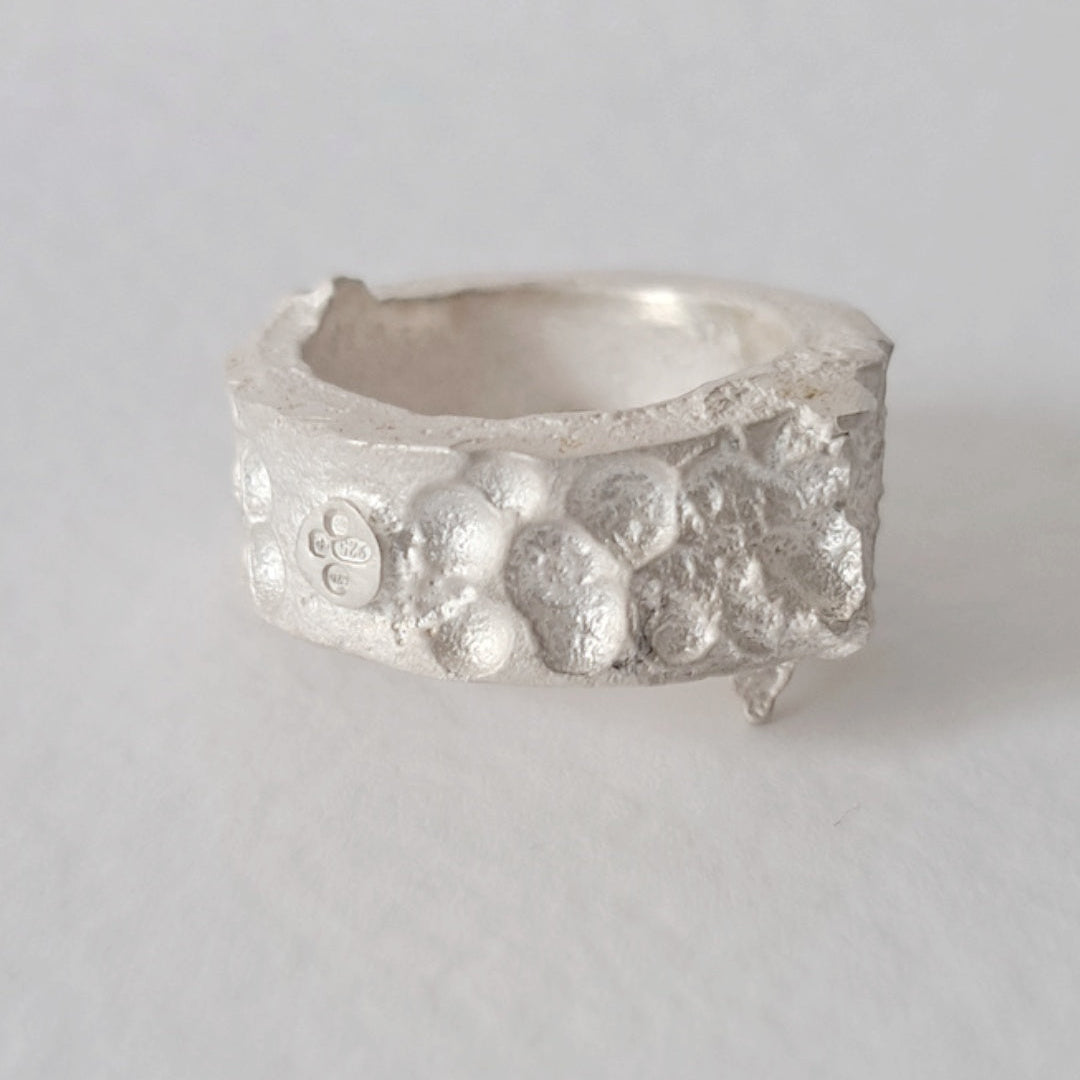 Handmade textures silver ring 