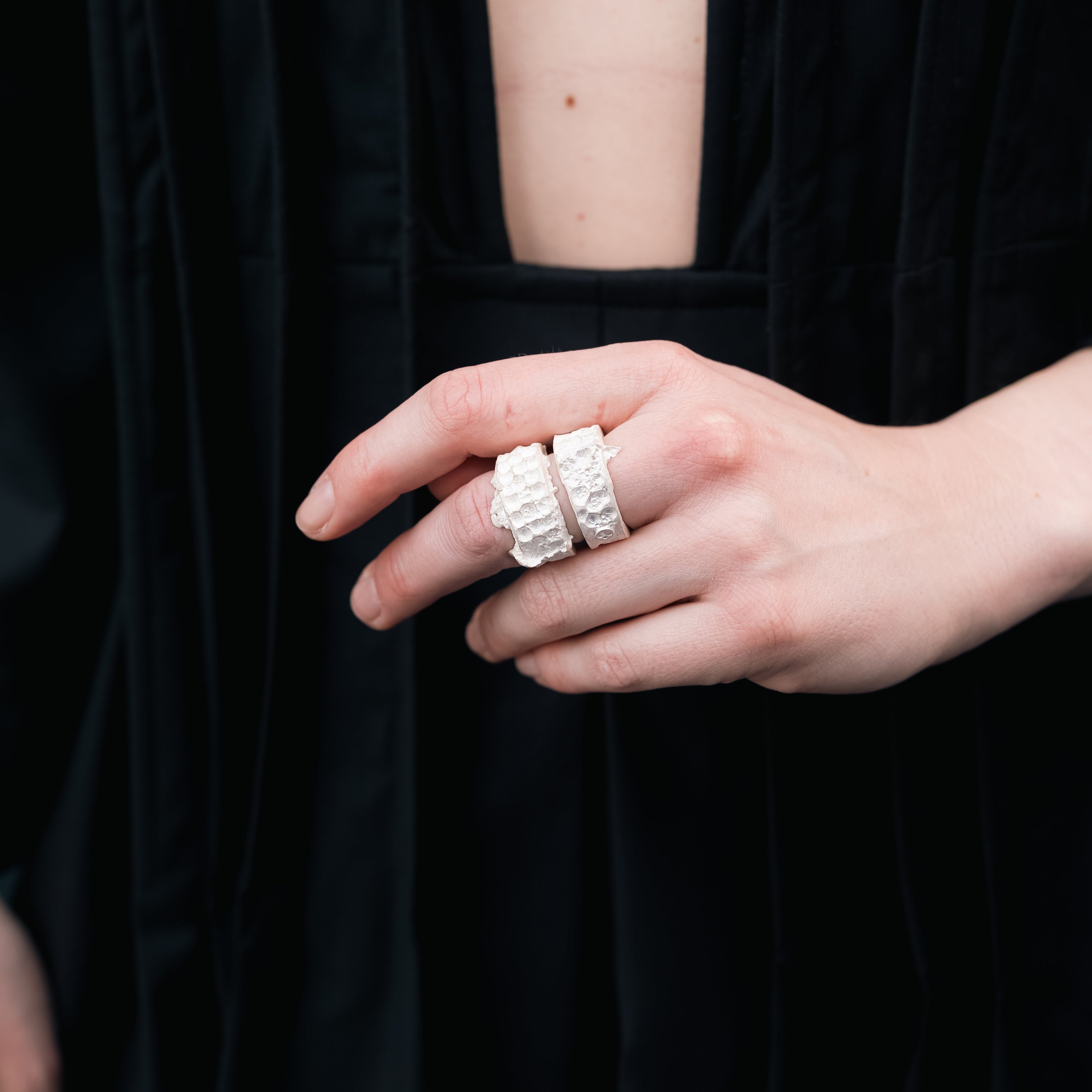 handmade Organic textured silver ring
